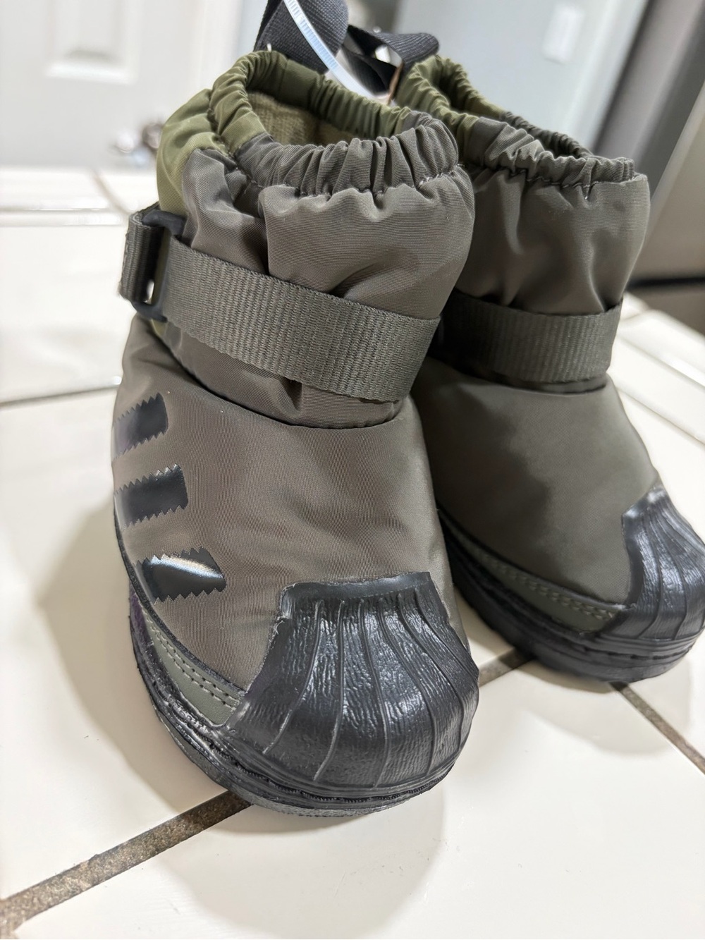 Adidas Superstar 360 Toddler Olive Green Winter Booties with Adjustable Strap